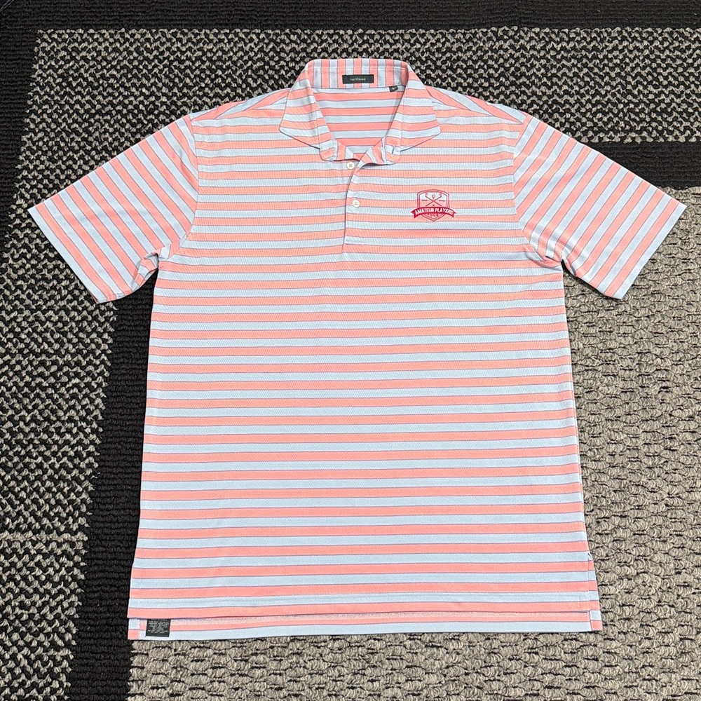 Turtleson Performance Golf Polo Shirt Mens L Amateur Players Tour Casual Striped